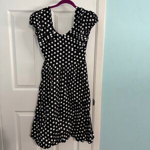 Sucrefas Polka Dot Midi A line Dress Black and White Size Small Vintage Retro
